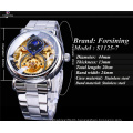 Forsining 132 White Golden Automatic Wrist Watches Silver Stainless Steel Men Mechanical Watch Top Brand Luxury Design